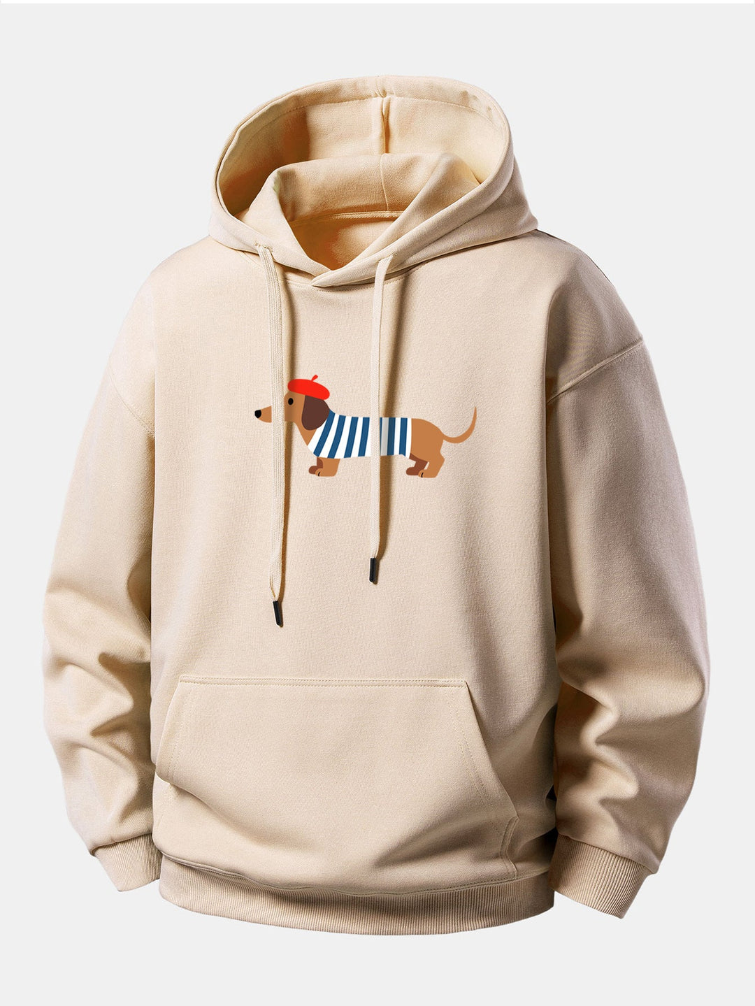 French Dachshund Print Relax Fit Hoodie