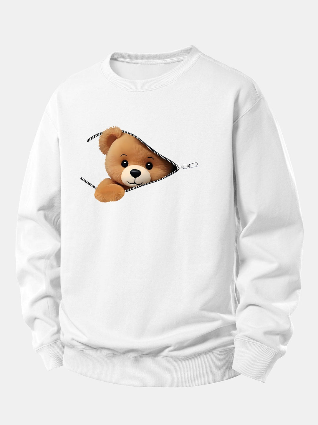 Zipper Bear Print Relax Fit Sweatshirt