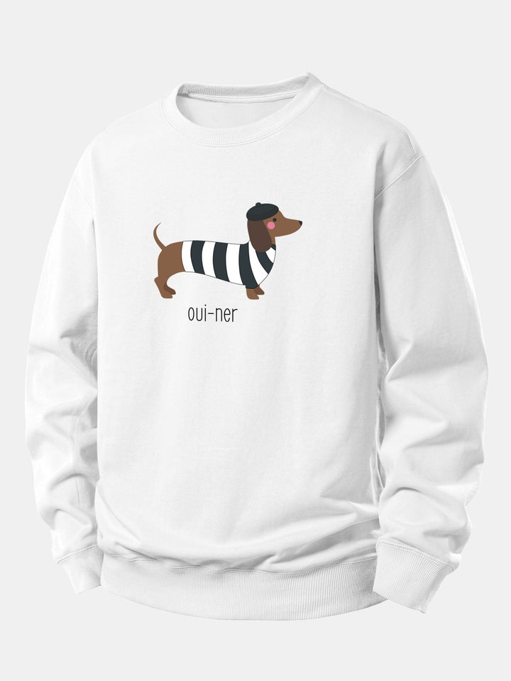 French Dachshund Print Relax Fit Sweatshirt