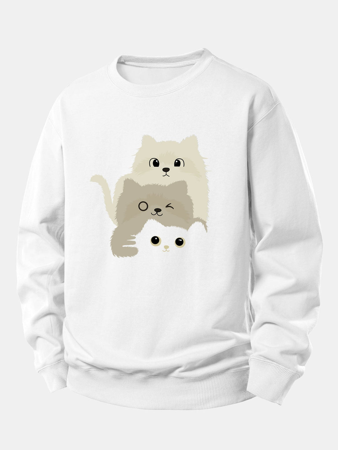 Three Cats Print Relax Fit Sweatshirt