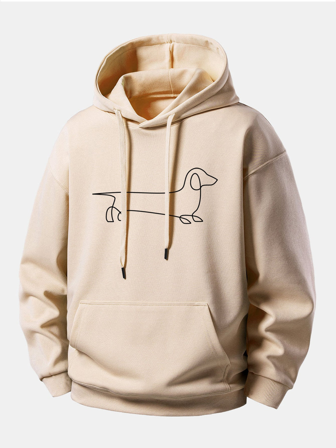 Line Dachshund Print Relax Fit Hoodie