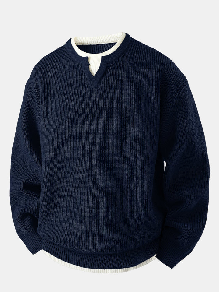 2 In 1 Notched Collar Sweater