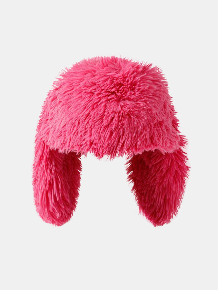 Cute Cartoon Rabbit Ear Decor Soft Furry Warm Plush Hat With Fun Designer