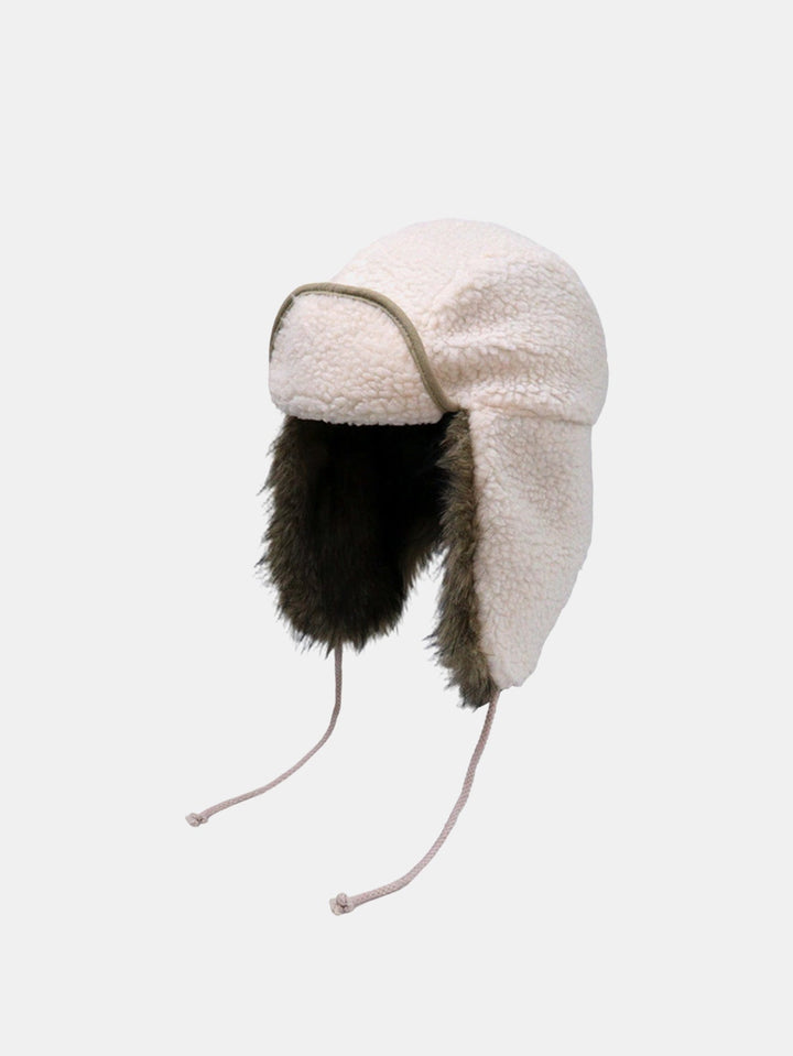Faux Fur And Lambskin Fleece Patchwork Winter Thickened Warm Earflap Hat