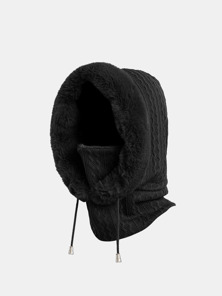 Drawstring Plush Warm Balaclava Hat