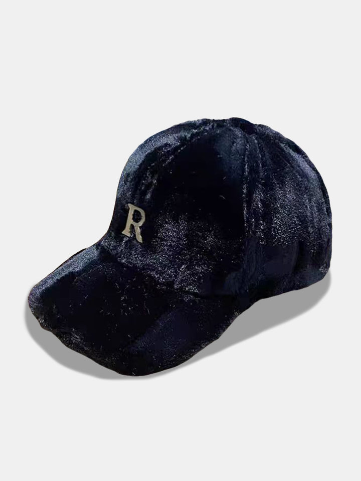 Fashion Warm Fleece-Lined Letter R Baseball Cap
