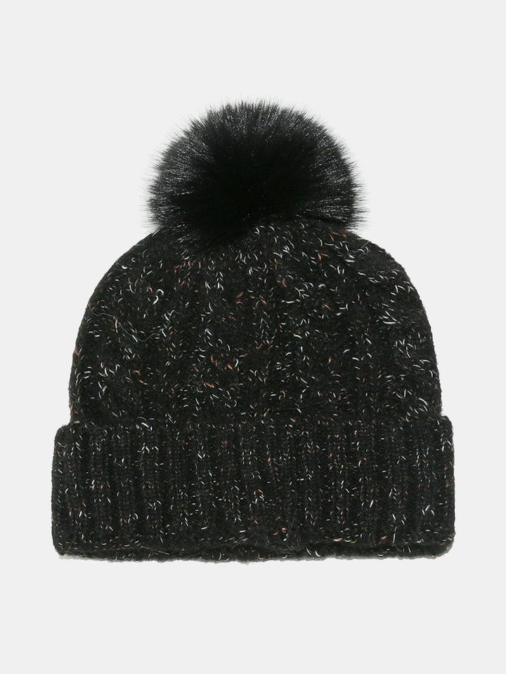 Warm Knitted Hat With Pompom