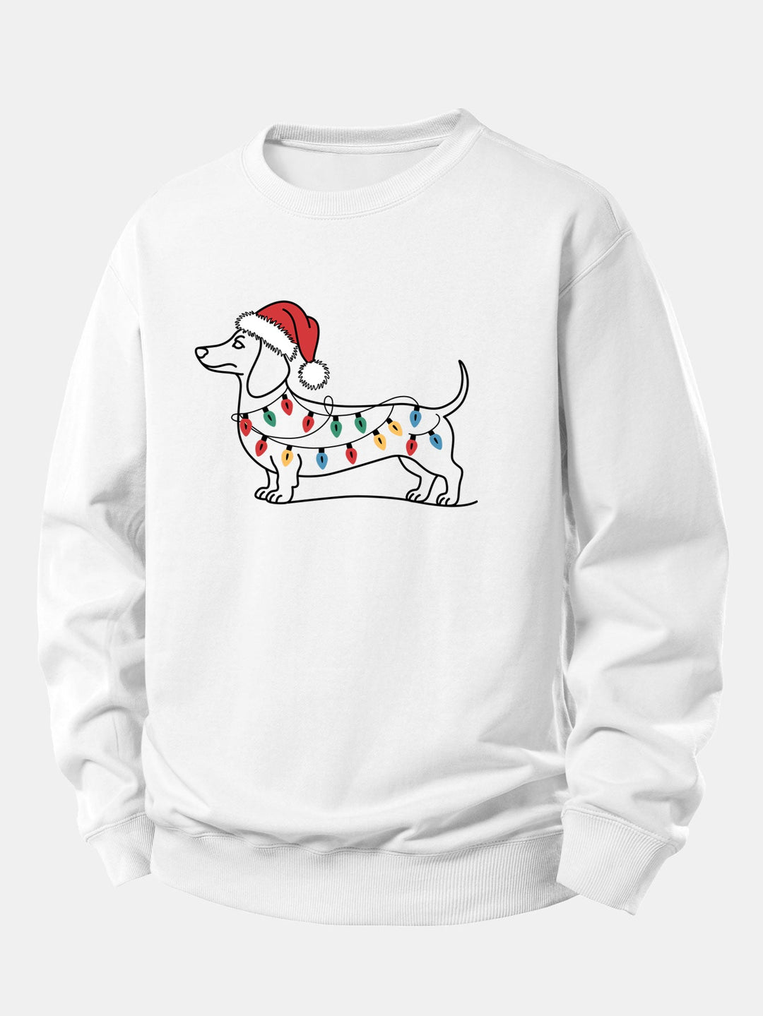 Christmas Light Dog Print Relax Fit Sweatshirt