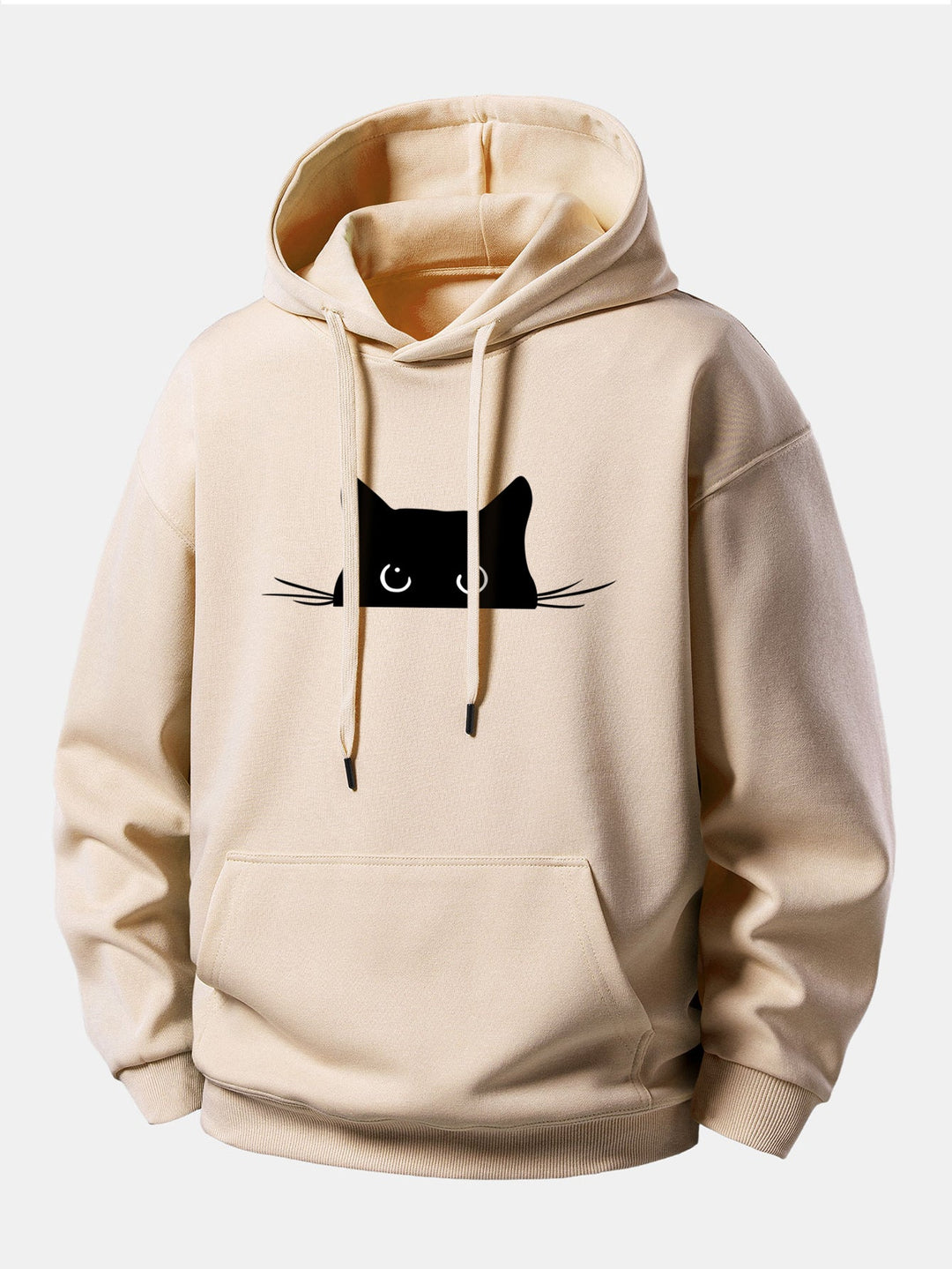 Black Cat Print Relax Fit Hoodie