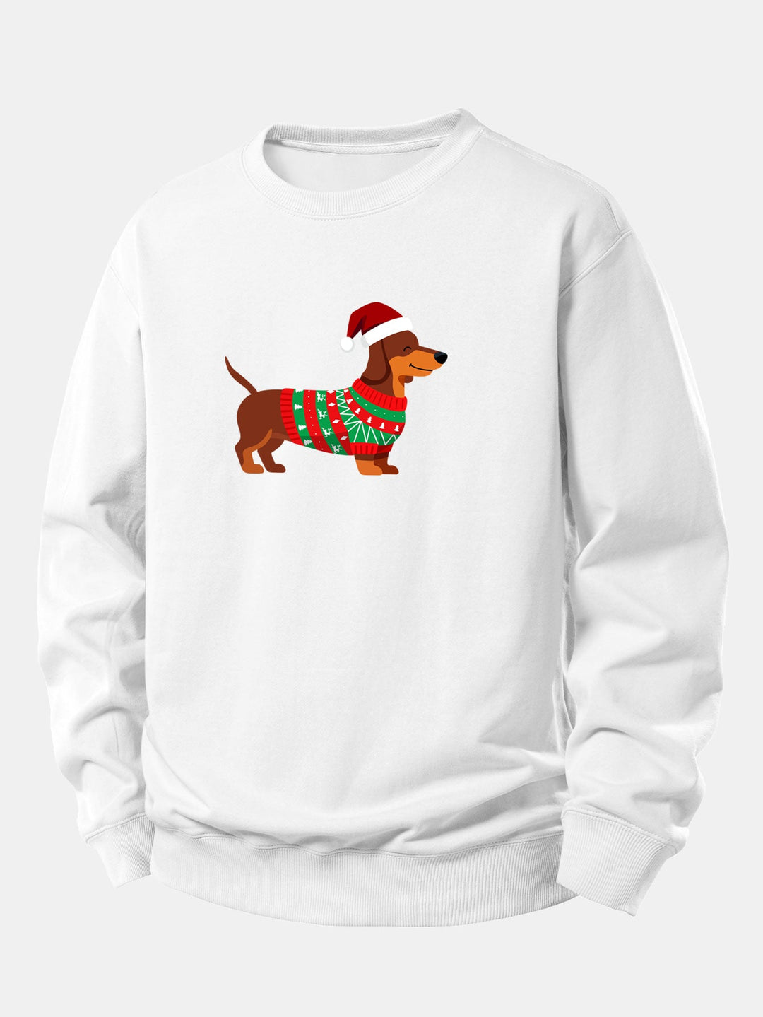 Christmas Dachshund Print Relax Fit Sweatshirt