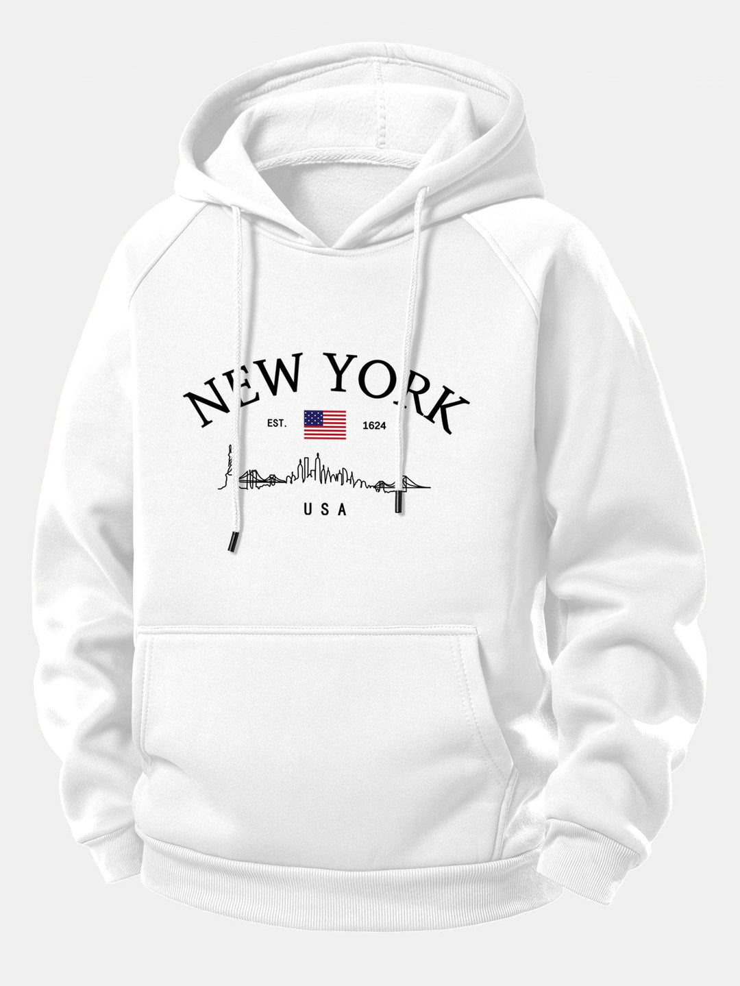 New York Print Drawstring Hoodie
