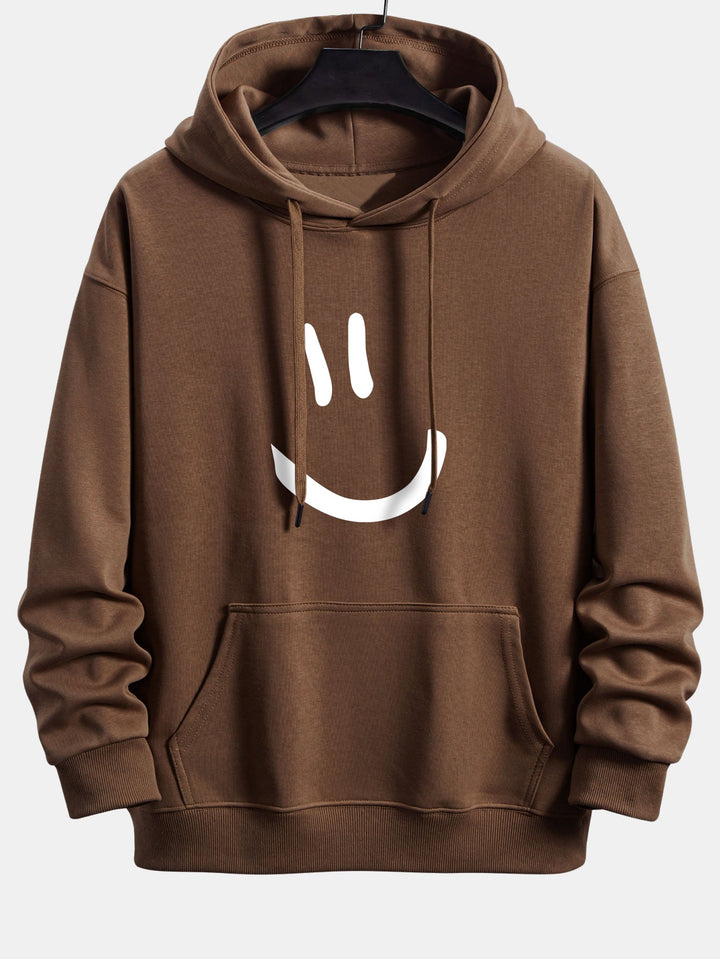 Smiley Face Print Relax Fit Hoodie