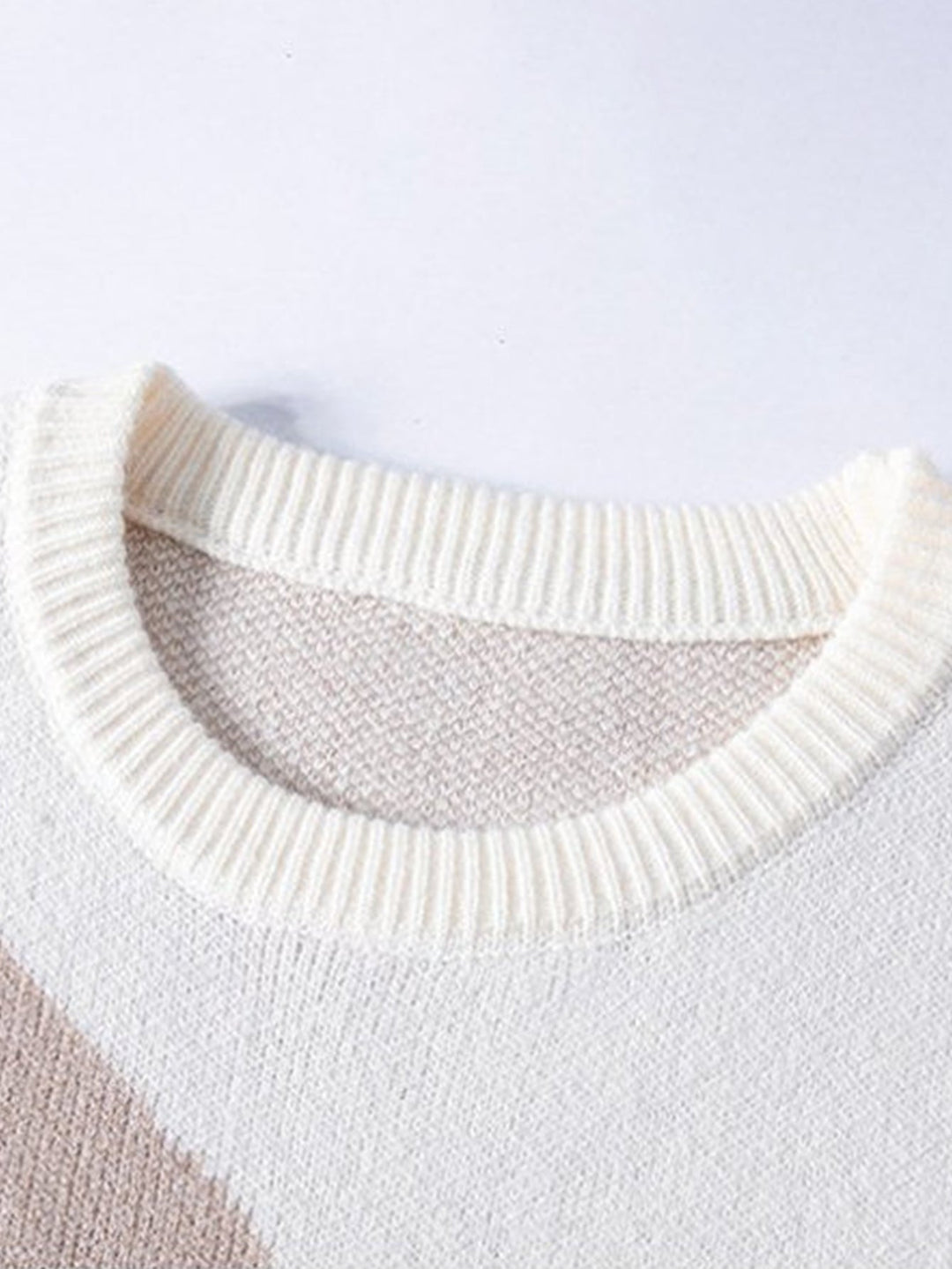 Color Block Cat Print Crew Neck Sweater