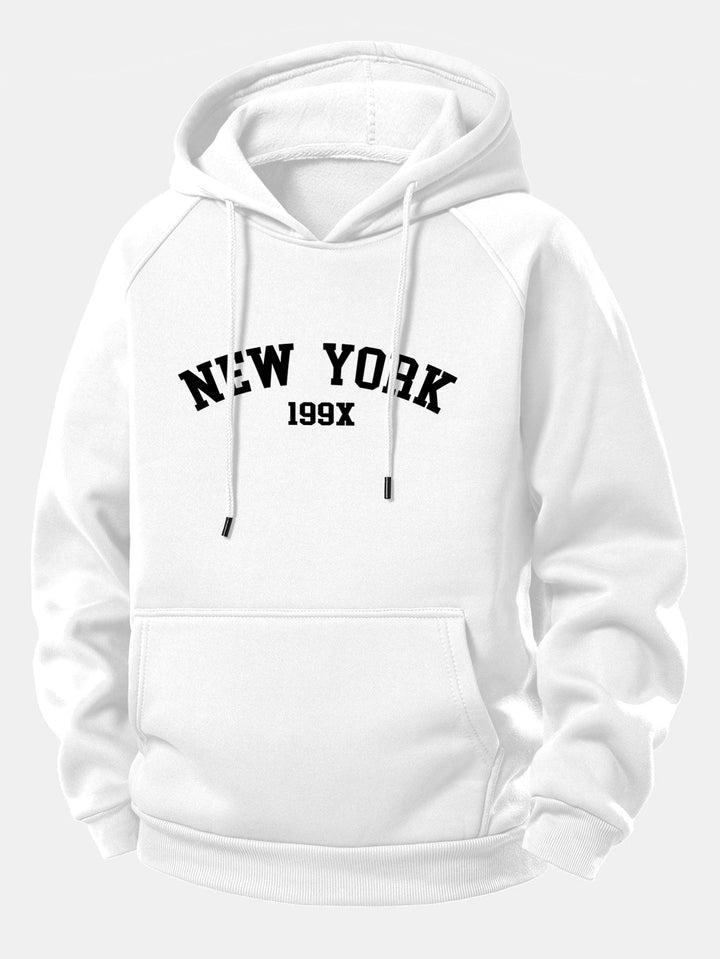 New York Print Drawstring Hoodie