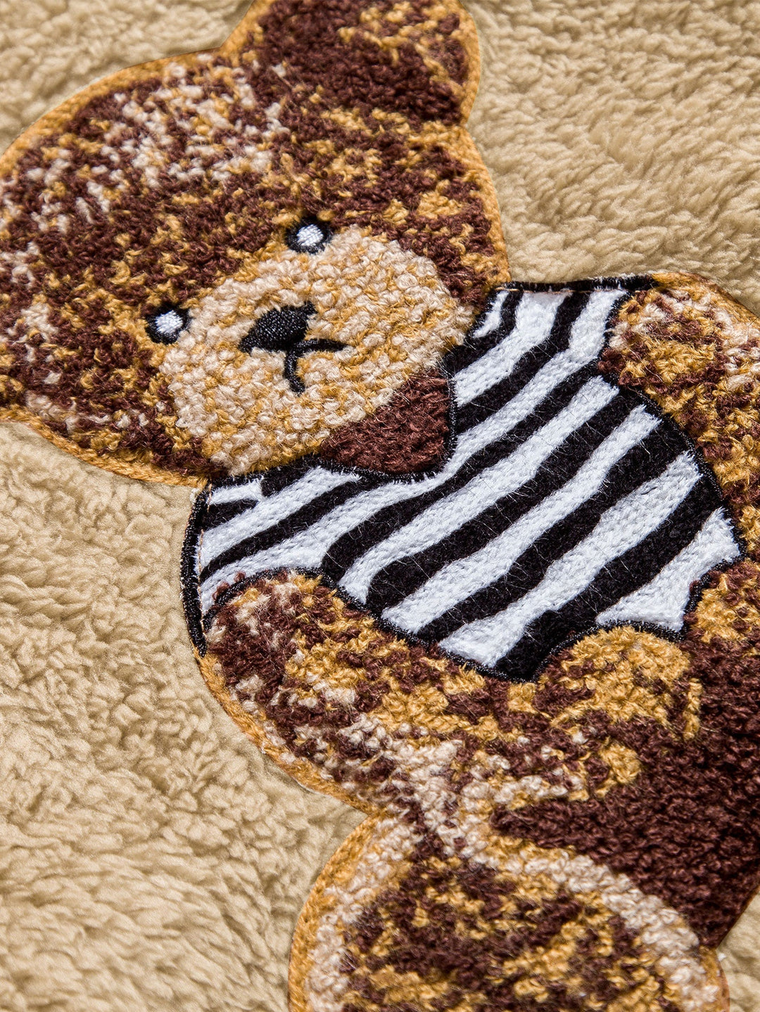 Bear Embroidered Patch Teddy Hoodie & Teddy Jogger Pants