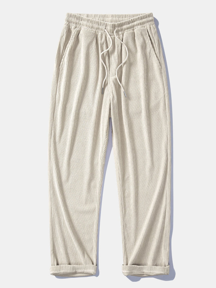 Relax Fit Contrast Corduroy Polo Collar Sweatshirt & Straight Leg Corduroy Pants