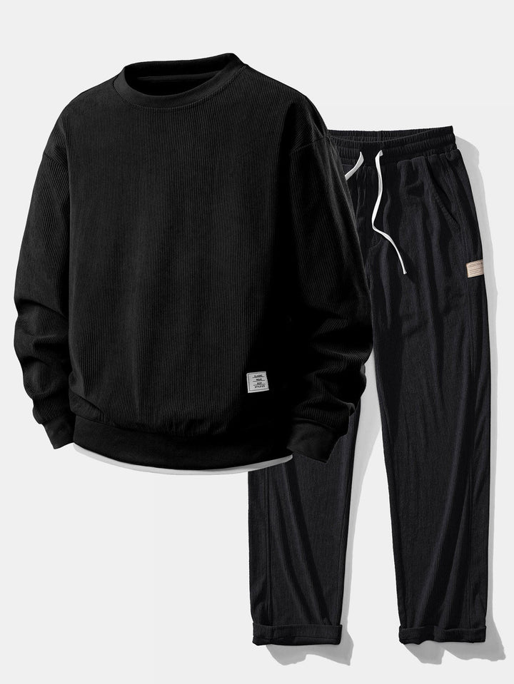 2 In 1 Crew Neck Stretch Corduroy Sweatshirt & Straight Leg Corduroy Pants