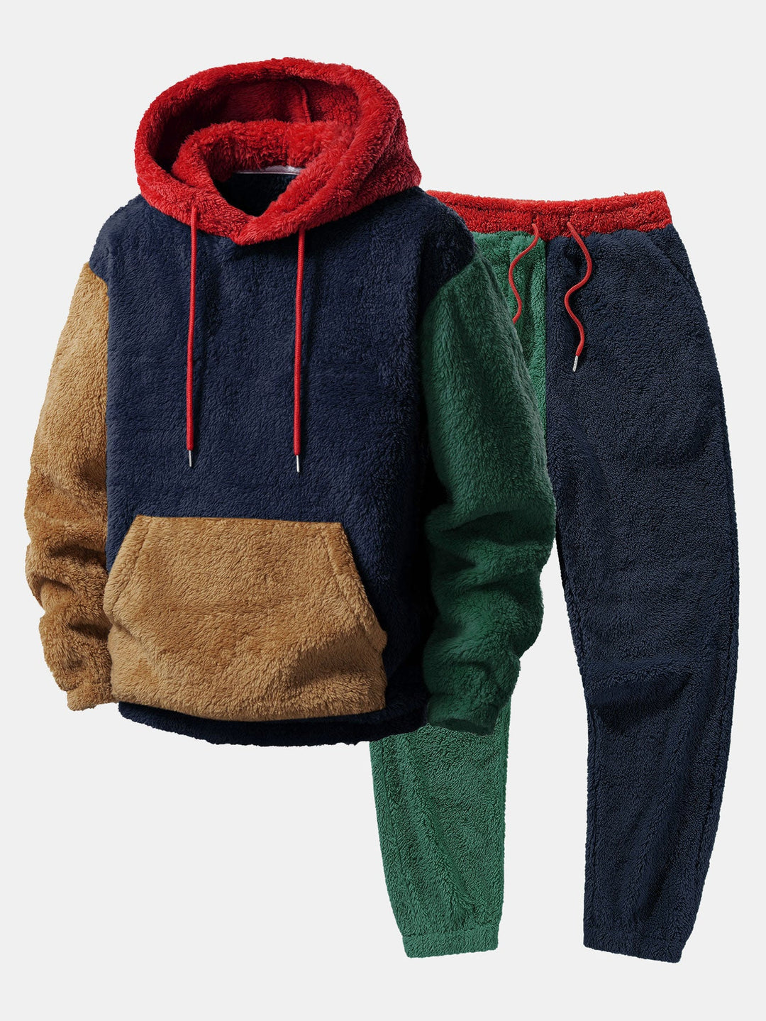 Color Block Teddy Hoodie & Color Block Teddy Jogger Pants