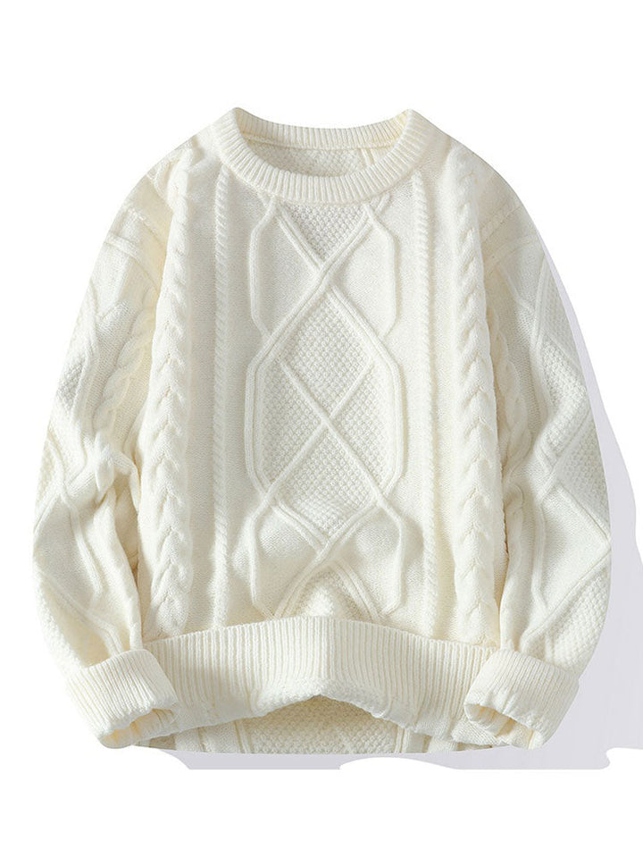Twist Jacquard Crew Neck Sweater