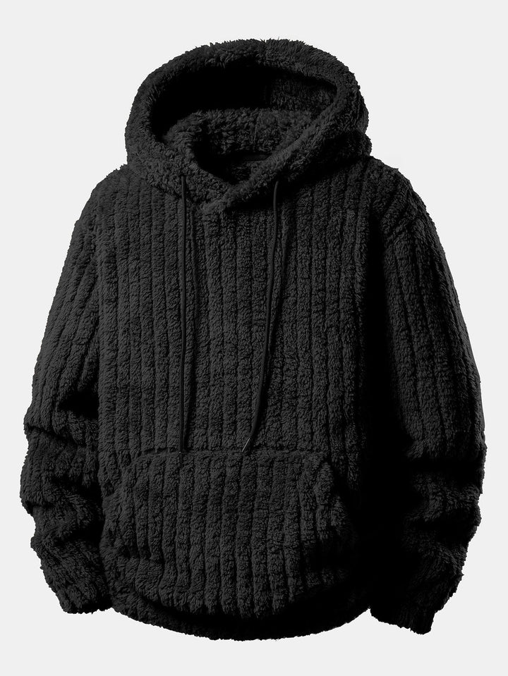 Relax Fit Stripe Kangaroo Pocket Teddy Hoodie & Jogger Pants