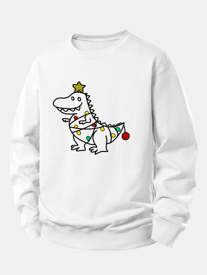 Christmas Dinosaur Print Relax Fit Sweatshirt