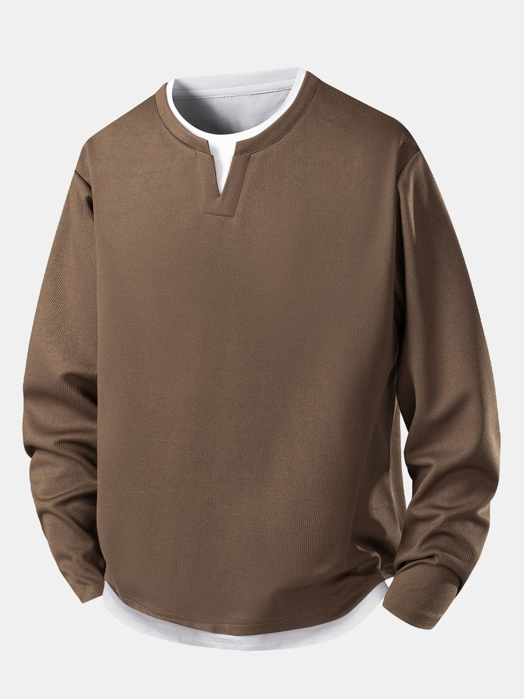 2 Pieces Relax Fit 2 In 1 Notched Collar Textured T-Shirt