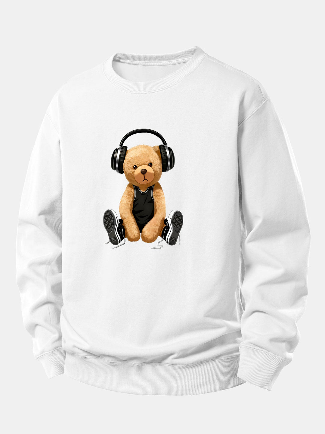 Headphone Bear Print Relax Fit Sweatshirt