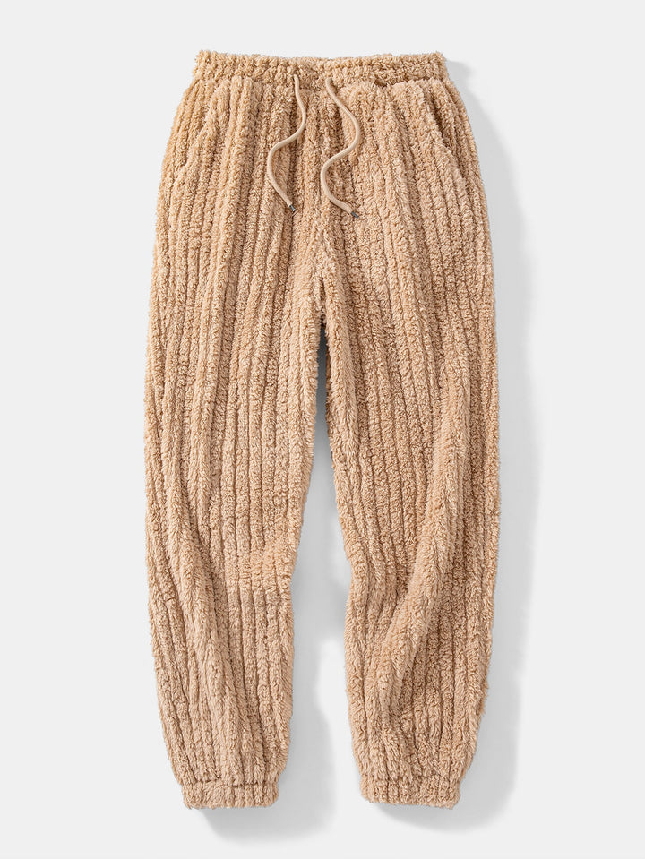 Relax Fit Stripe Kangaroo Pocket Teddy Hoodie & Jogger Pants