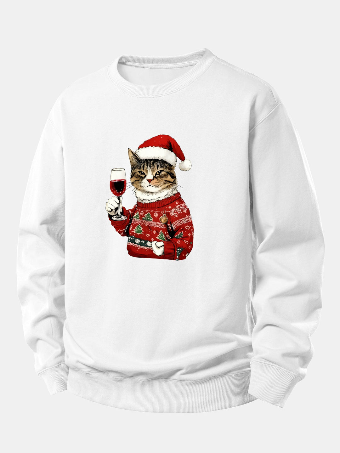 Christmas Cat Print Relax Fit Sweatshirt