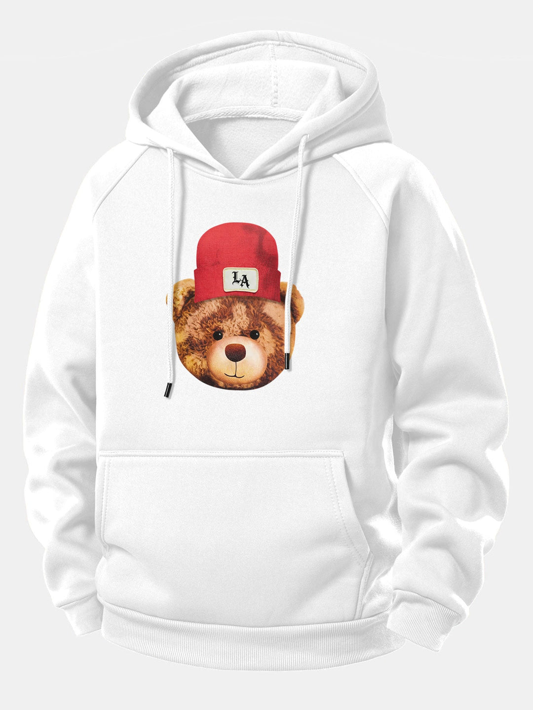 Los Angeles Bear Print Drawstring Hoodie