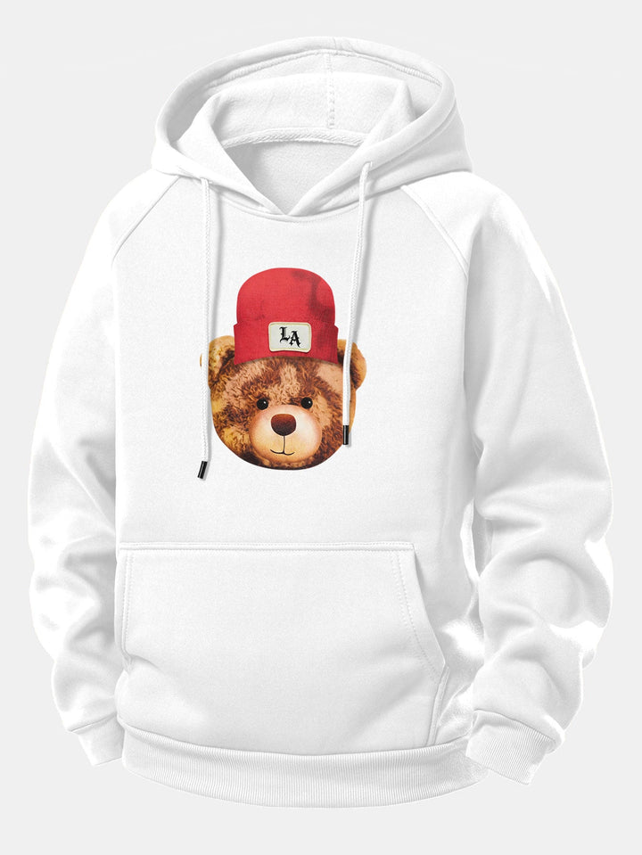 Los Angeles Bear Print Drawstring Hoodie