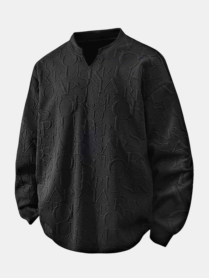 Letter Jacquard V Neck T-Shirt