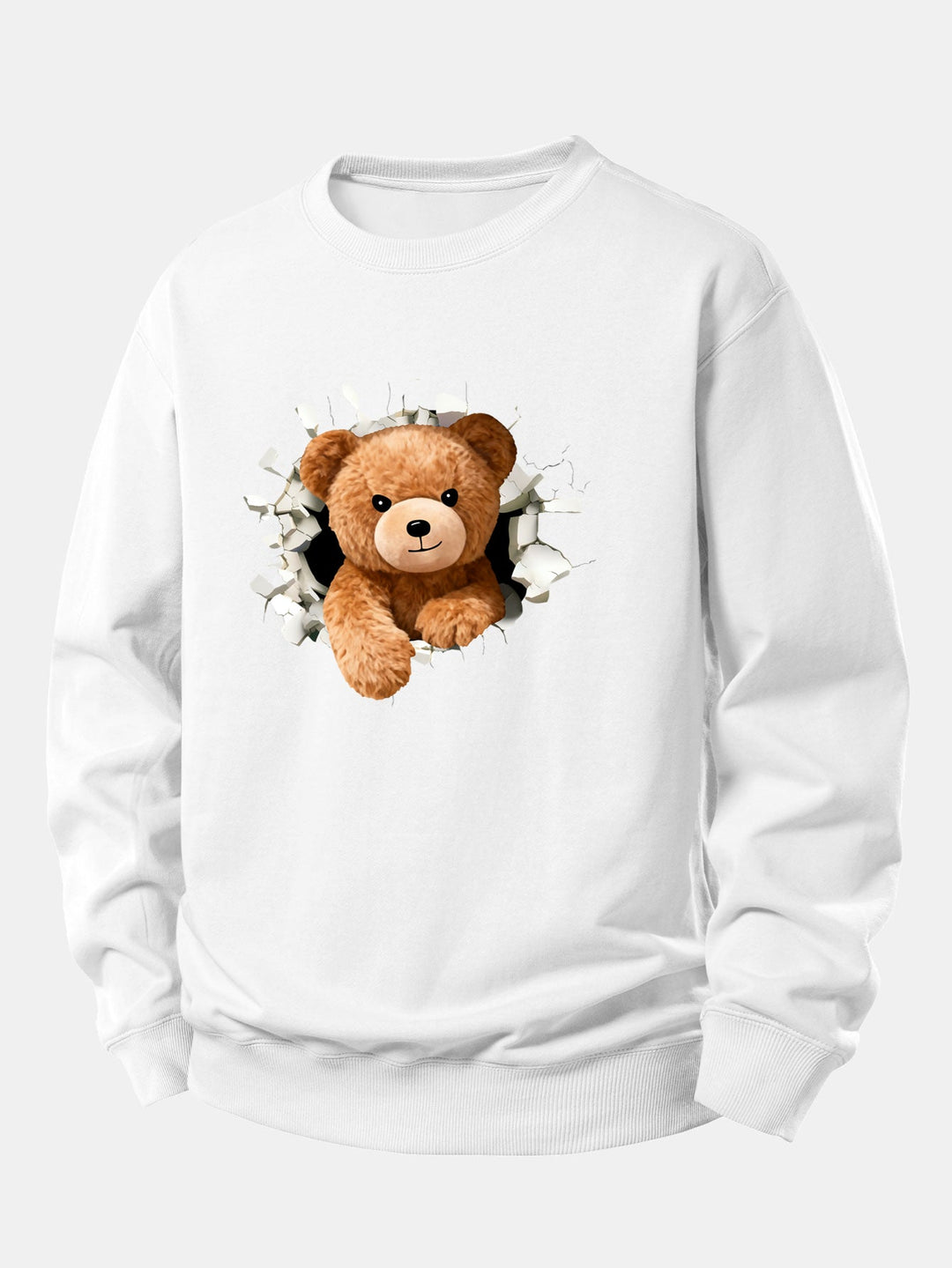 Bear Breaking Through The Wall Print Relax Fit Sweatshirt