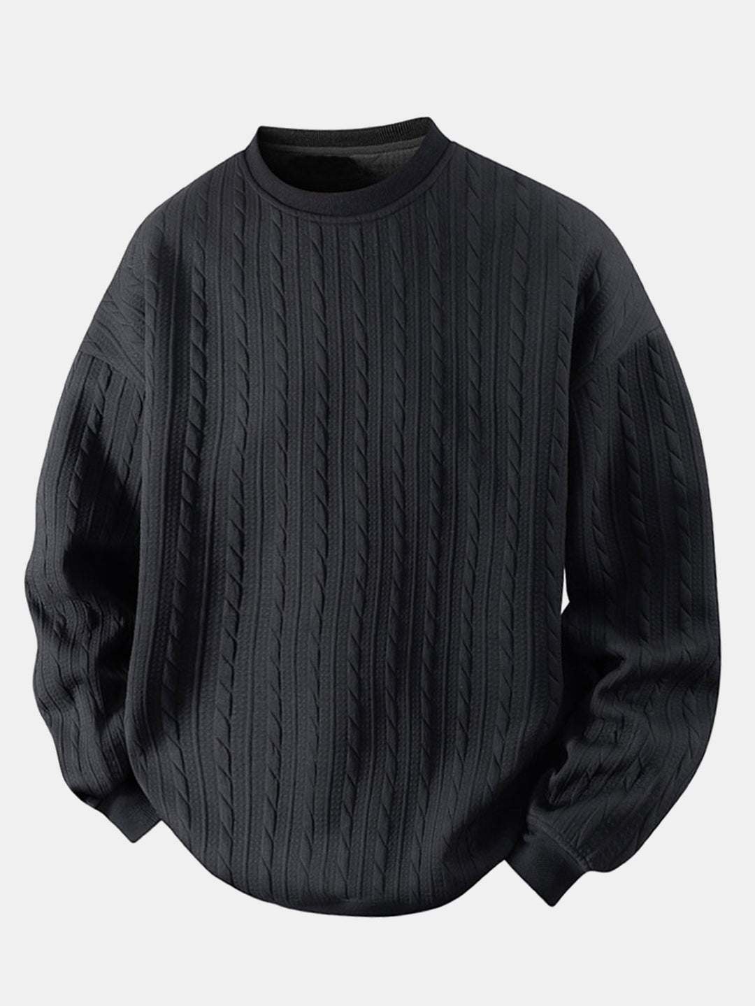 Relax Fit Twist Jacquard Crew Neck Sweatshirt & Twisted Jacquard Straight Leg Pants