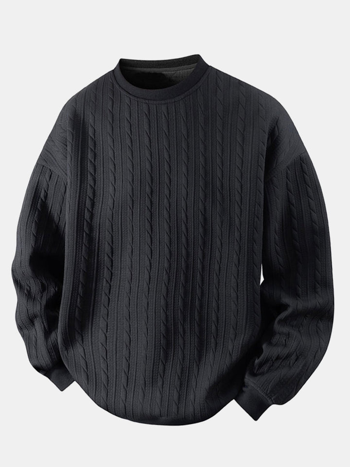 Relax Fit Twist Jacquard Crew Neck Sweatshirt & Twisted Jacquard Straight Leg Pants