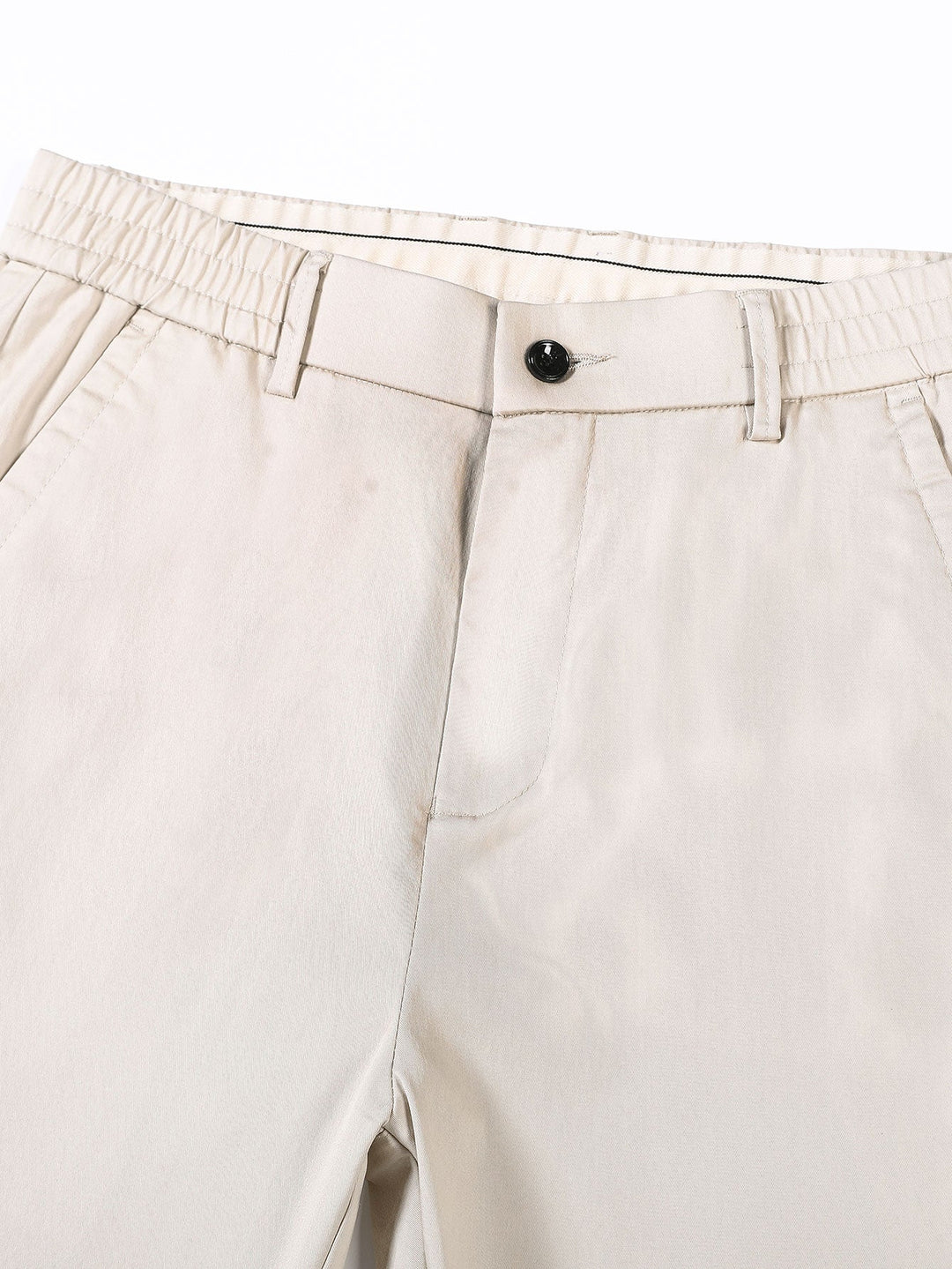 Elastic Waist Straight Leg Trousers