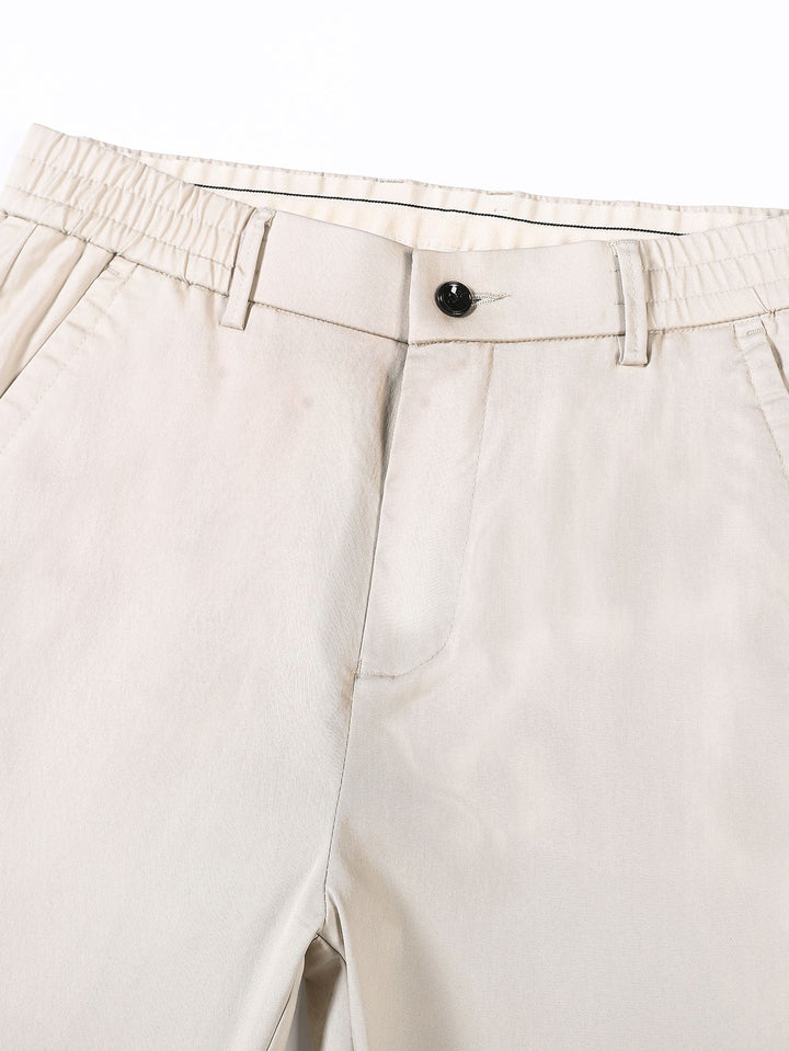 Elastic Waist Straight Leg Trousers