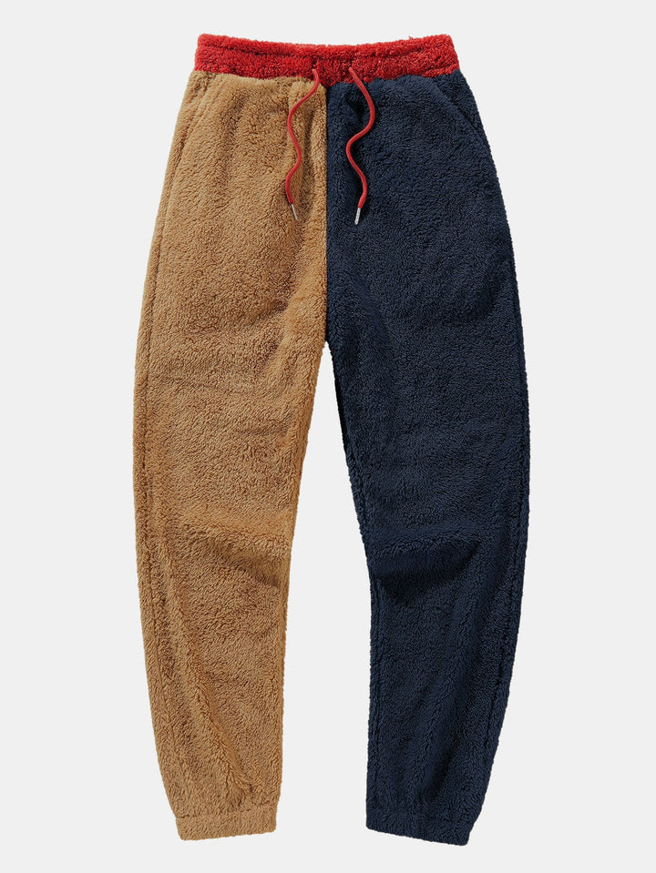 Color Block Teddy Jogger Pants