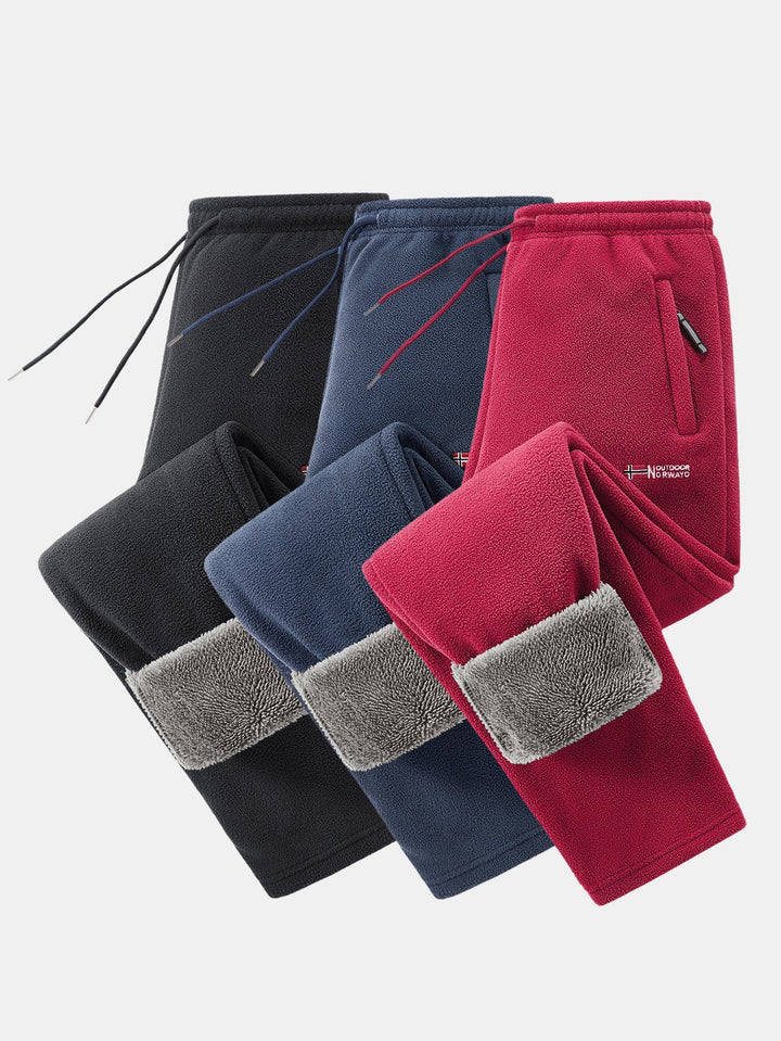 3 Pieces Teddy Lined Straight Leg Polar Fleece Pants