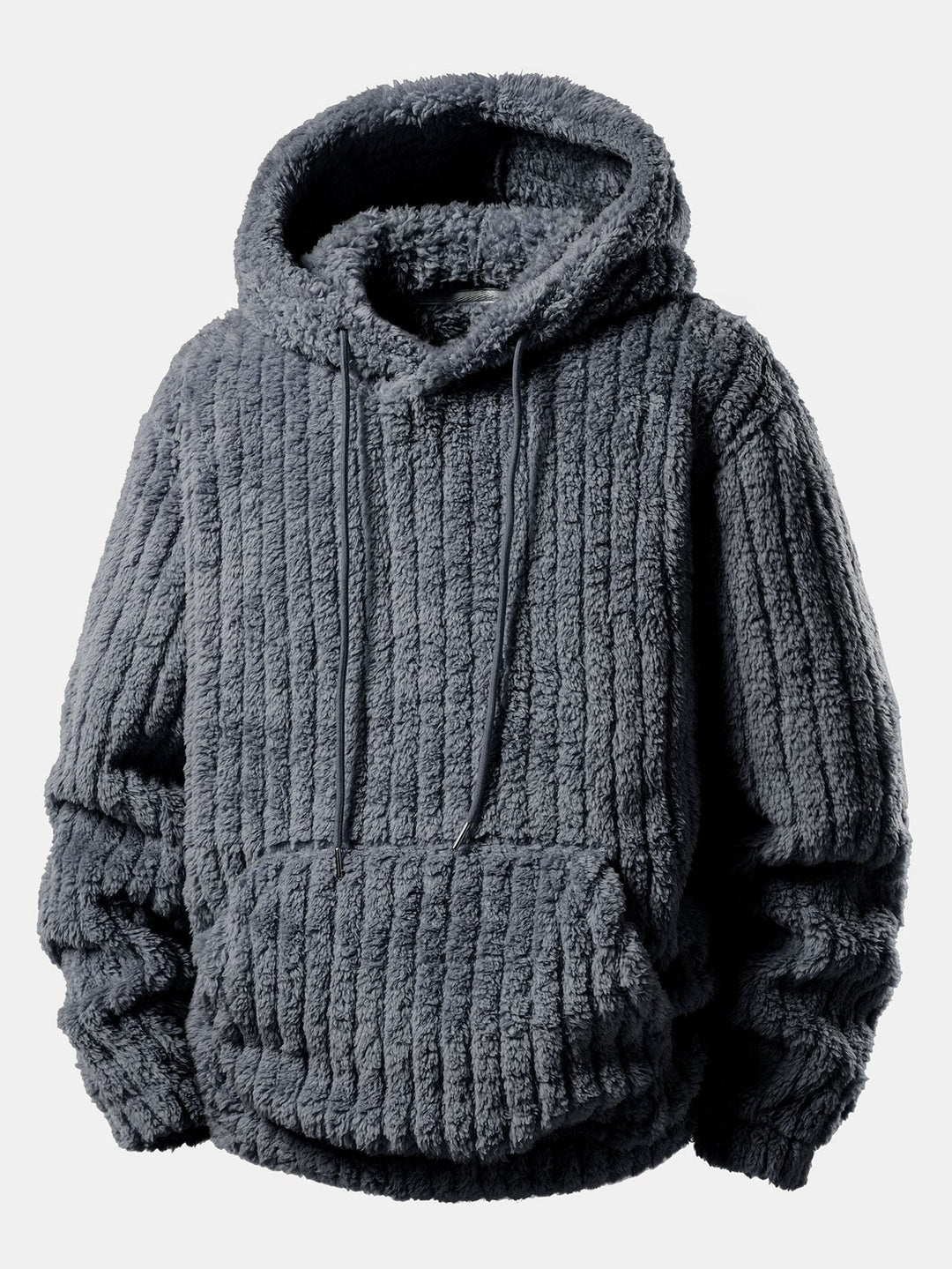 Teddy Fleece Stripe Kangaroo Pocket Hoodie