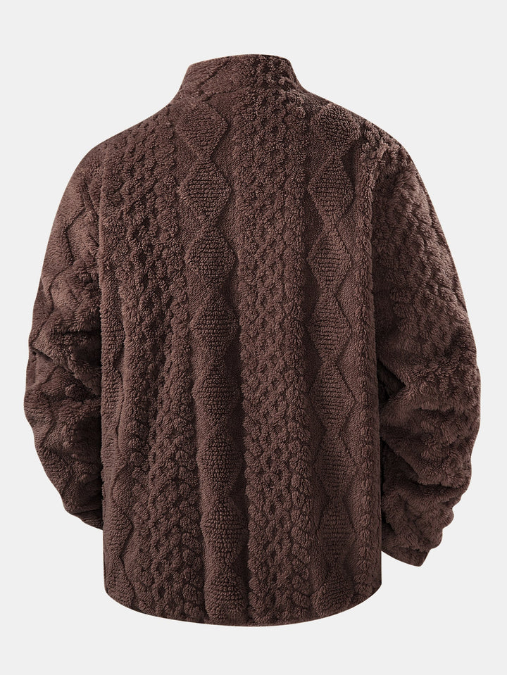 Geometric Jacquard Teddy Jacket