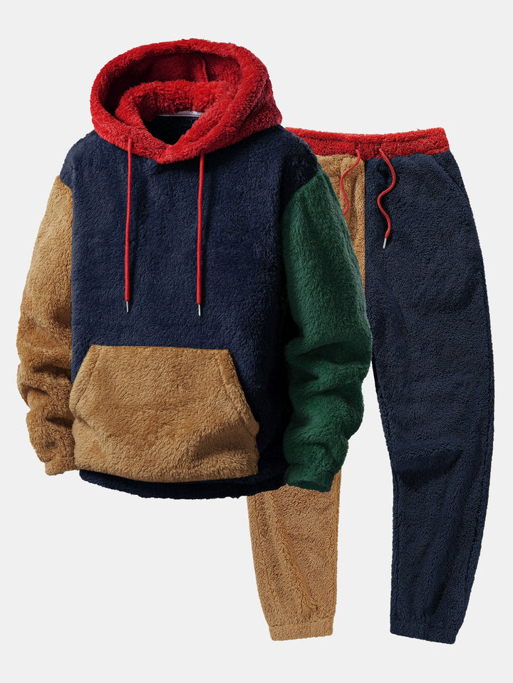 Color Block Teddy Hoodie & Color Block Teddy Jogger Pants