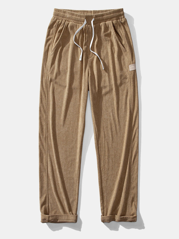 Relax Fit Contrast Corduroy Polo Collar Sweatshirt & Straight Leg Corduroy Pants