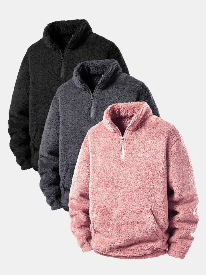 3 Pieces Quarter Zip Teddy Sweatshirts