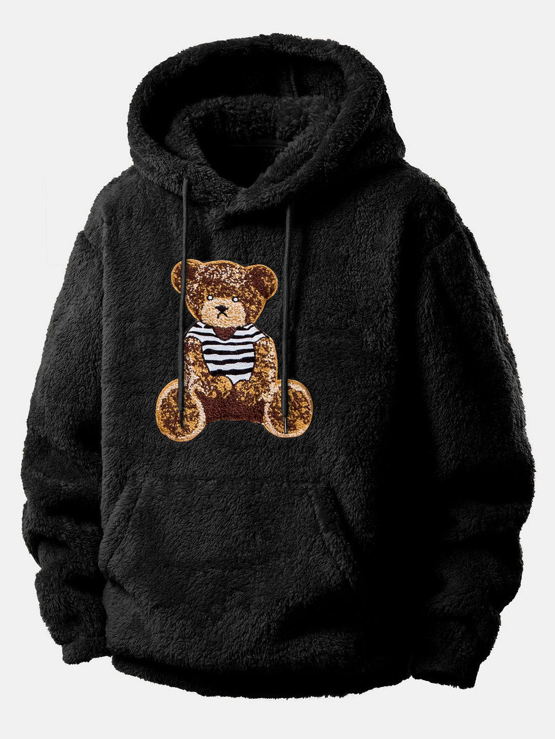 Bear Embroidered Patch Teddy Hoodie & Teddy Jogger Pants