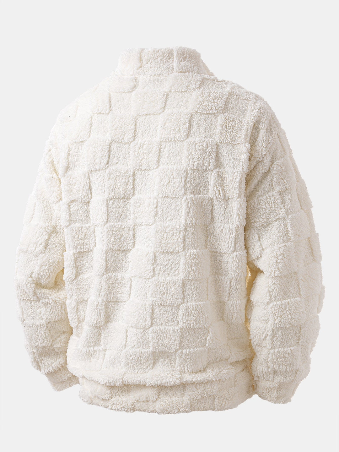 Chessboard Jacquard Teddy Quarter Zip Sweatshirt