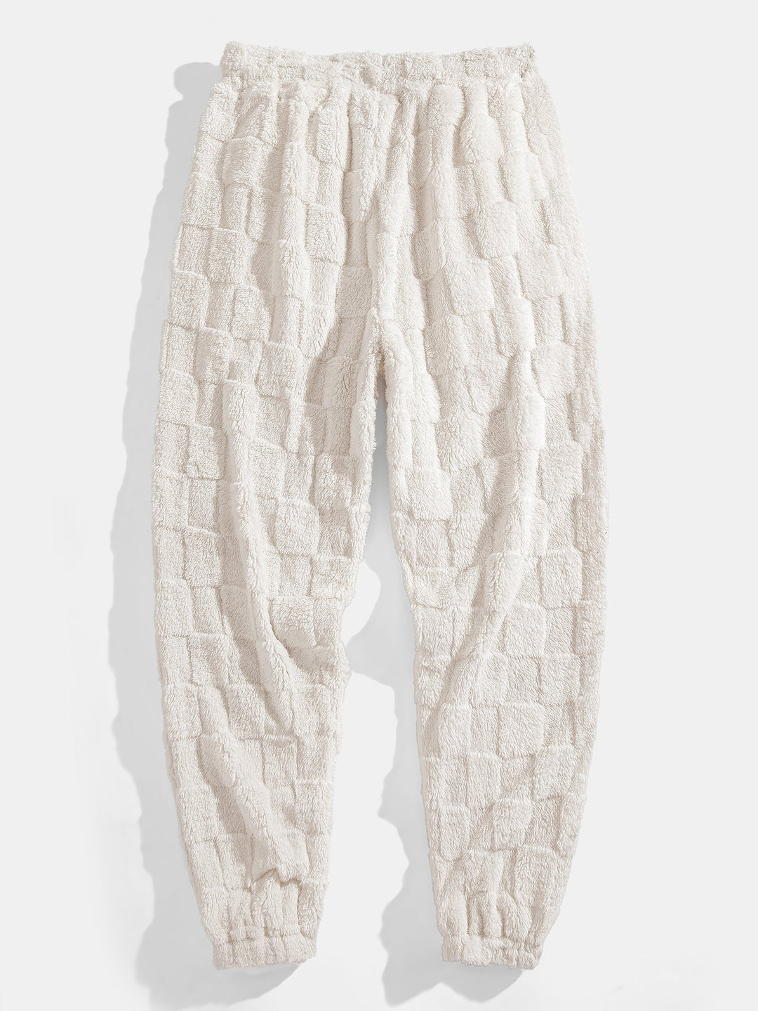 Relax Fit Checkerboard Kangaroo Pocket Teddy Hoodie & Jogger Pants