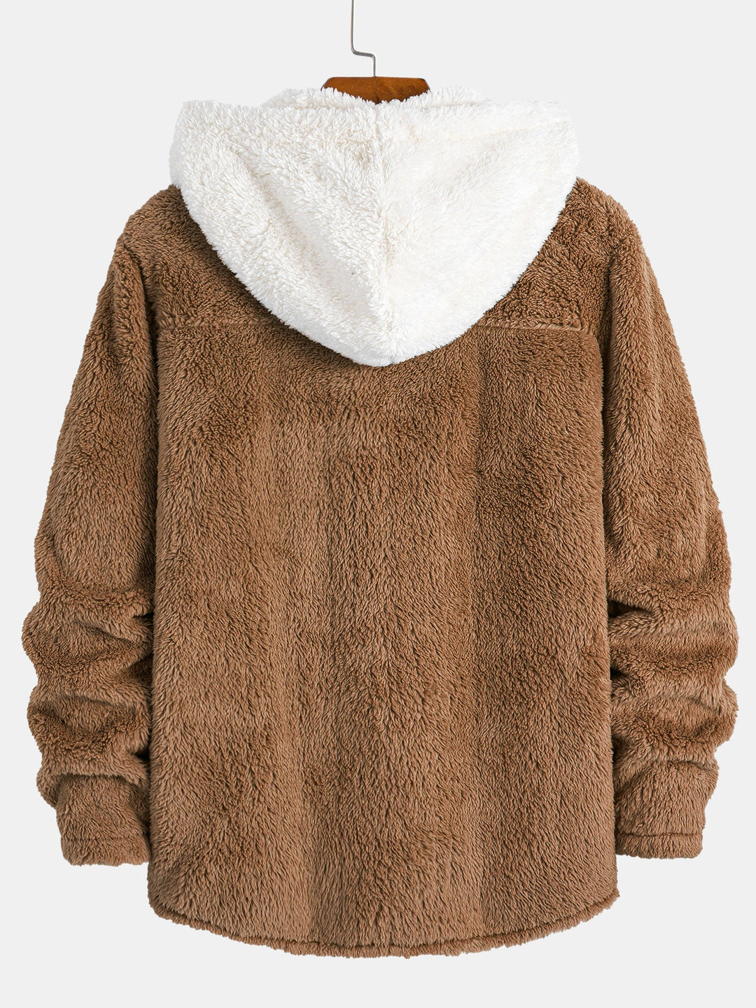 Contrast Teddy Hooded Shirt