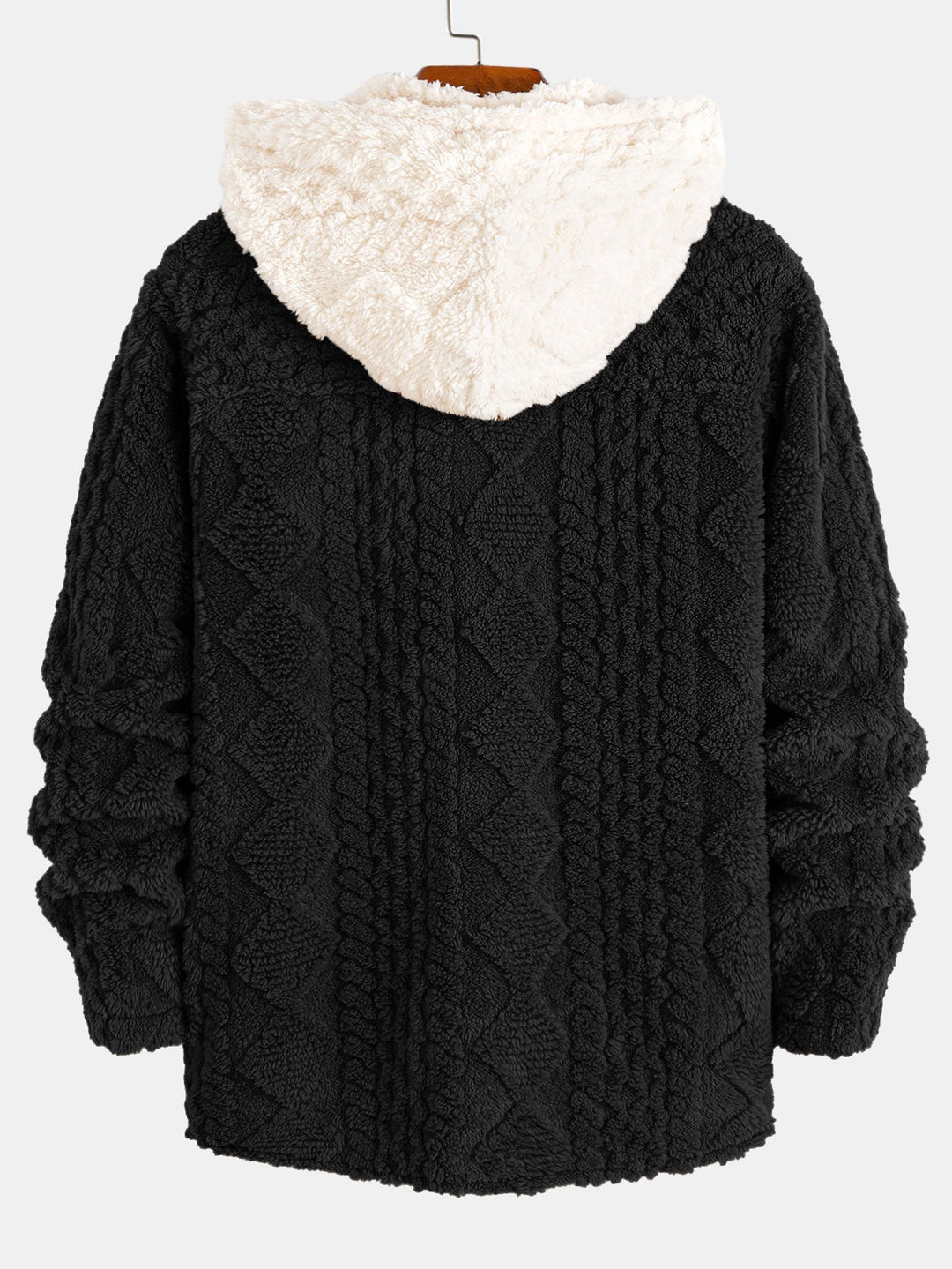 Geometric Jacquard Teddy Hooded Shirt