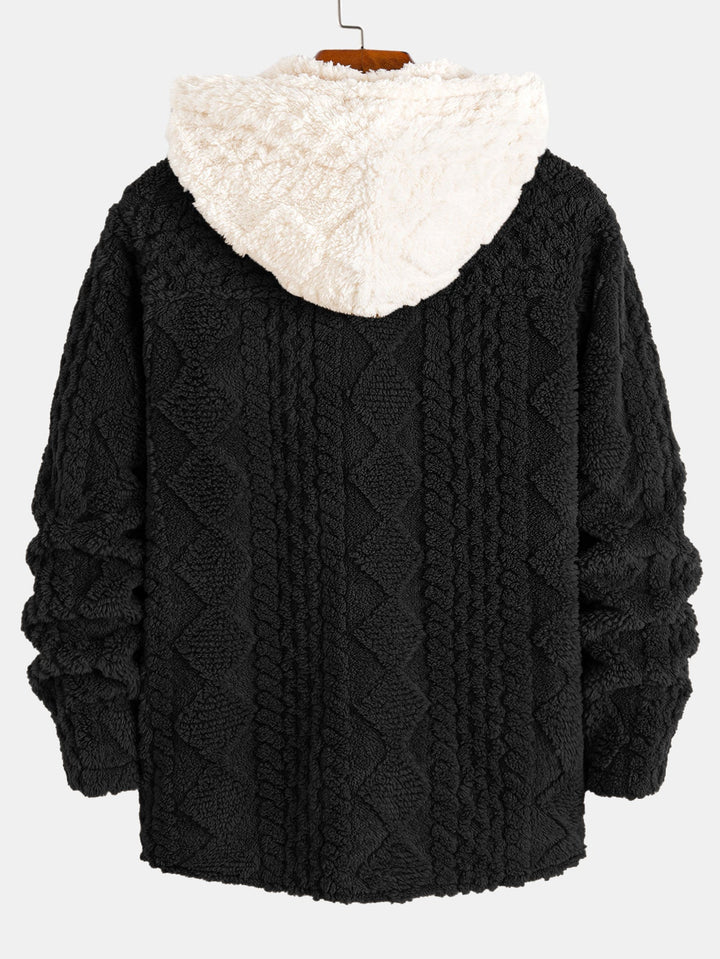 Geometric Jacquard Teddy Hooded Shirt